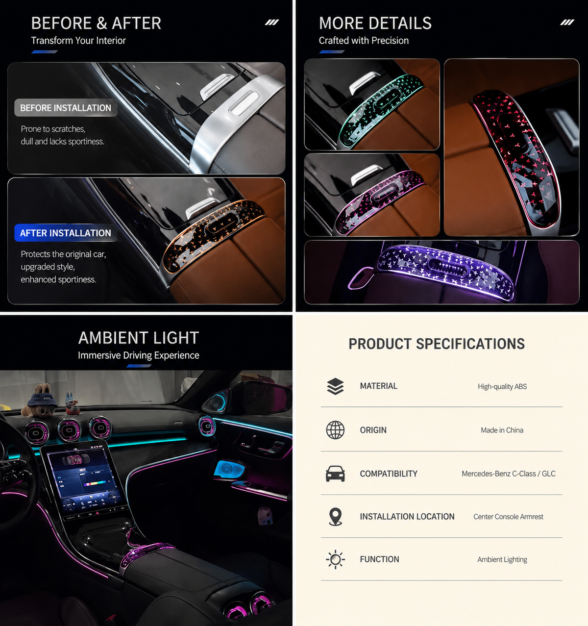 Illuminated Crystal-Effect Trim for Mercedes-Benz GLC X254 (2023–2025)
